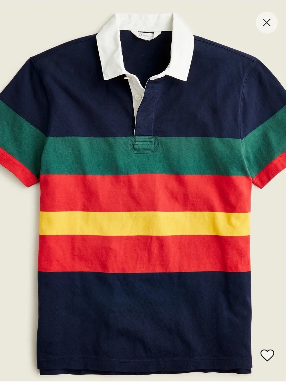 J. Crew Red & Navy Striped Rugby Polo with White Collar